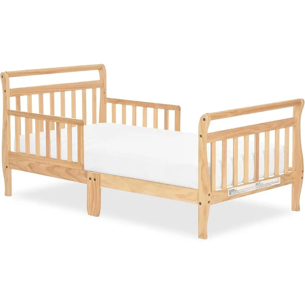 

Sleigh Toddler Bed in Natural – Baby Safety Alliance Certified, Low-to-Floor Design, Non-Toxic Finish, Wooden Safety Rails