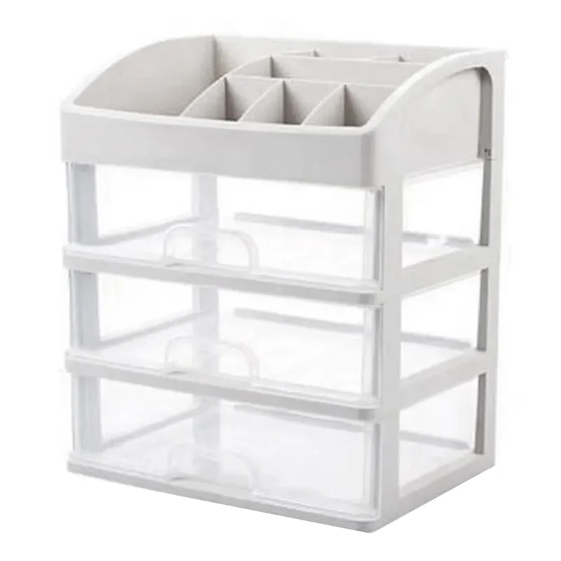 

ABWP-1Pc Transparent Plastic Four Layer Three Drawer Desktop Drawer Style Cosmetic Storage Box Dressing Table Storage Rack