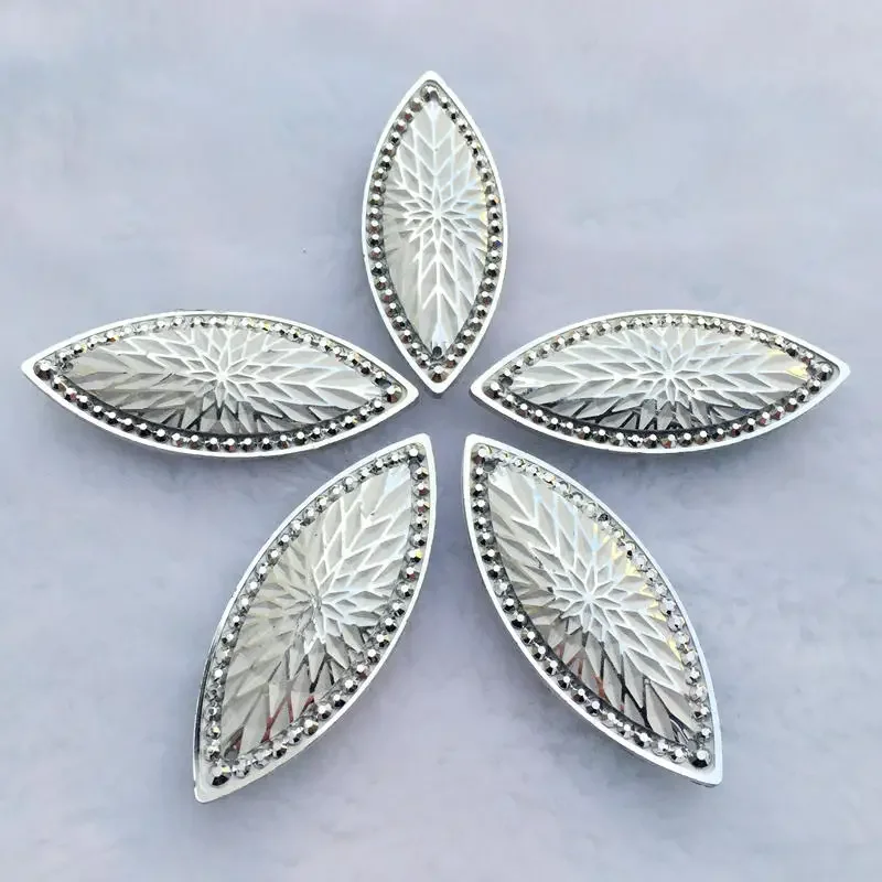 Wholesale 48pcs 20*50mm Horse eye Resin rhinestone trim flatback sewing 2 Hole costume Stone Crystal Strass -HA94