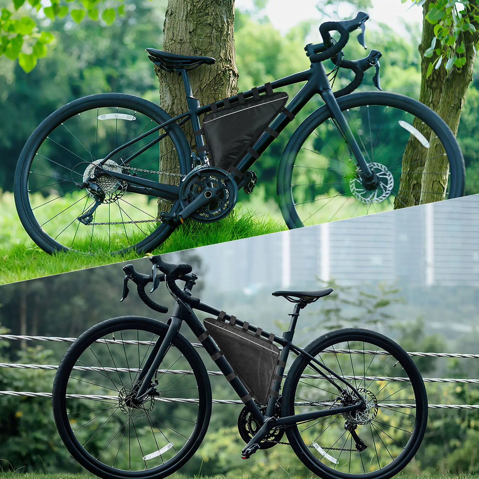 Premium Bike Triangle Frame Bag Heavy Duty Waterproof Cycling Front Tube Storage Bag for Phone Battery Tools on Bicycle Frame