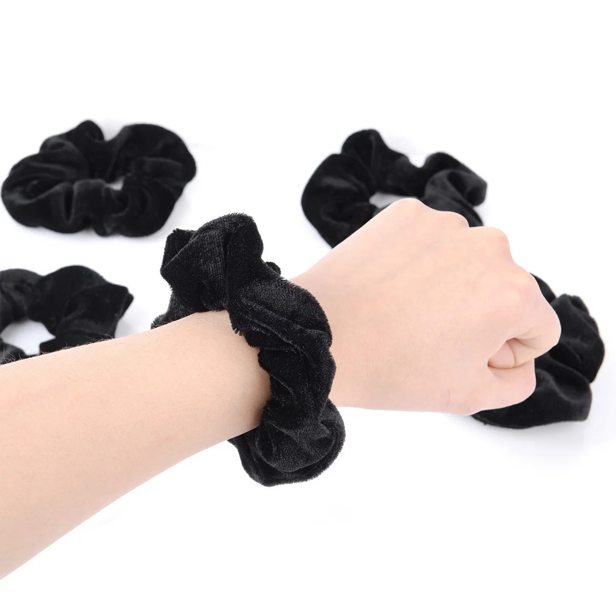 10 Pack Rope Hair Ribbons Black Elastic Ties Bands Scrunchies Accessories