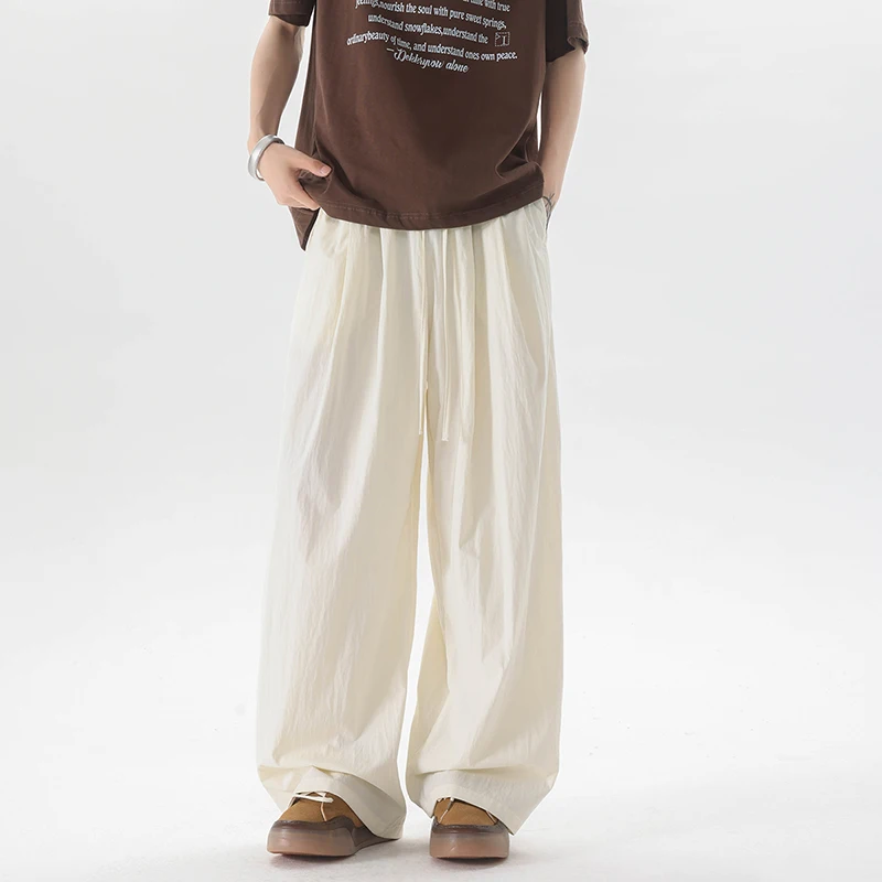 Multicolor Yamamoto Pants Mens Casual Elastic Waist Wide Leg Pants Hip Hop Baggy Trousers Thin Summer Beach Pants