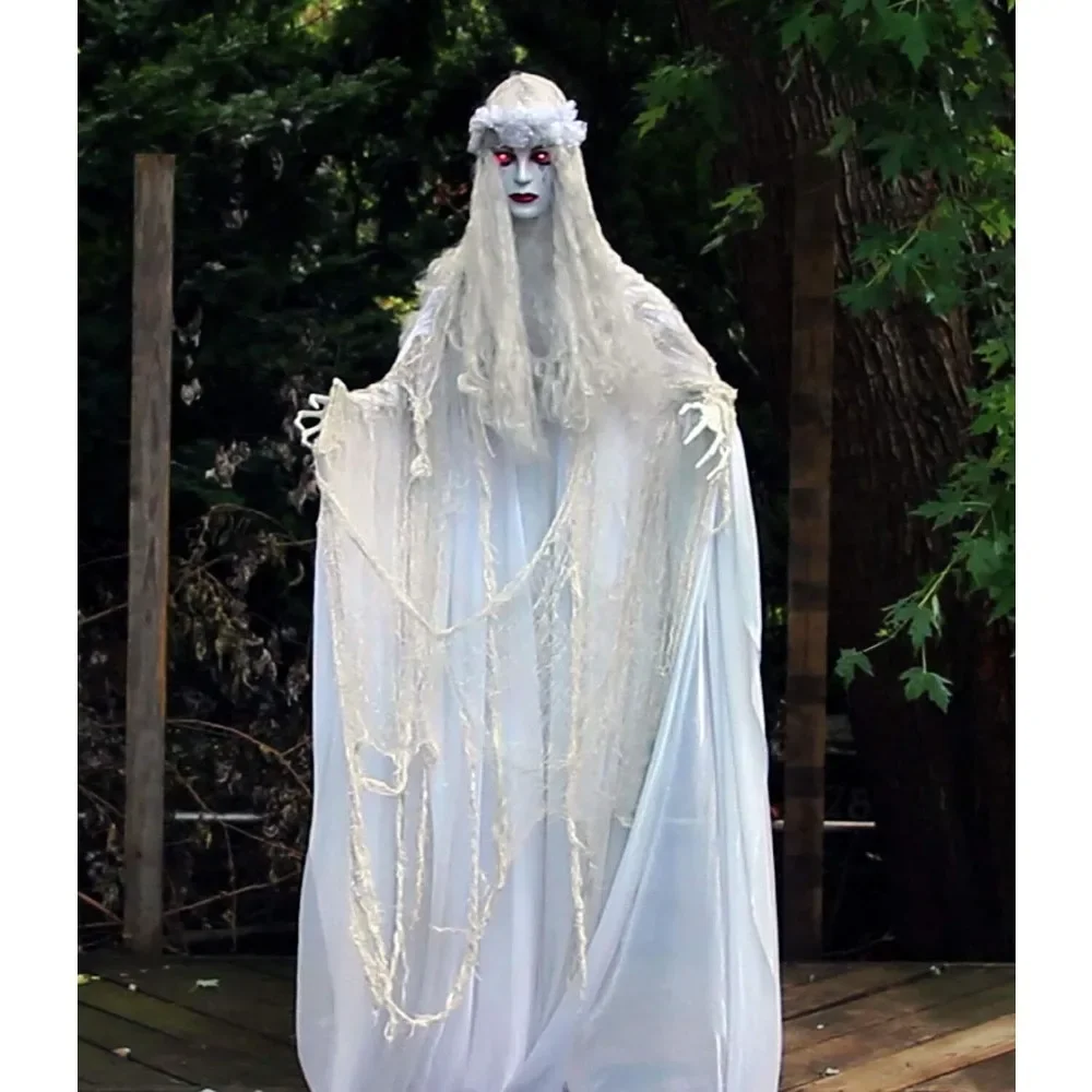 

Halloween Decor Halloween Animatronic, Life-Size Scary Ghost Bride with Touch Activated Lights and Sound,Creepy Halloween Prop