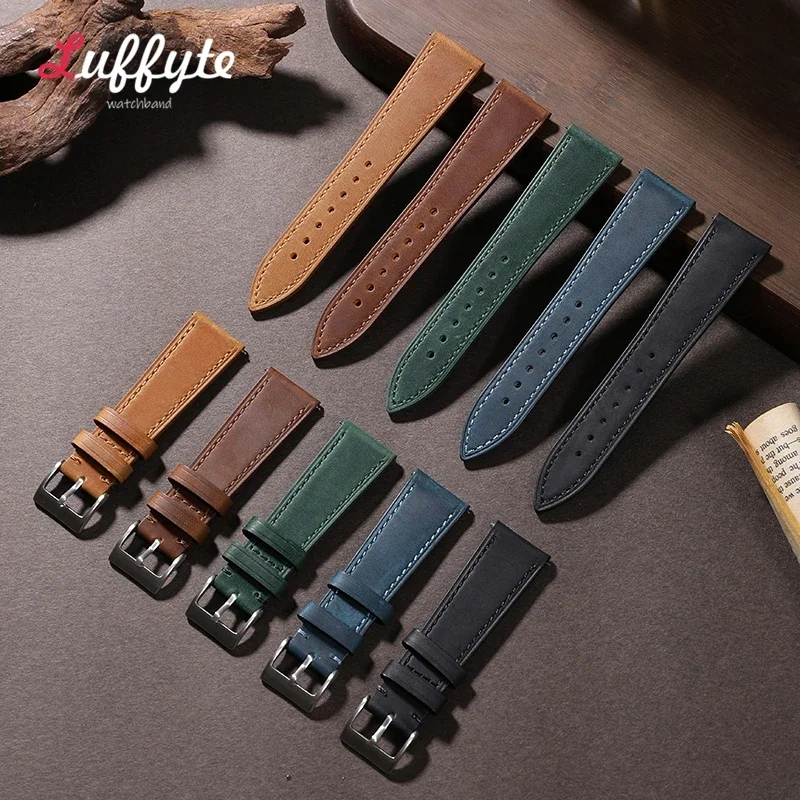 حزام البقر الكلاسيكي من Crazy Horse ، أحزمة المعصم ، الطبقة العلوية ، التحرير السريع ، ساعة 18 ، 20 ، 22 من جلد البقر