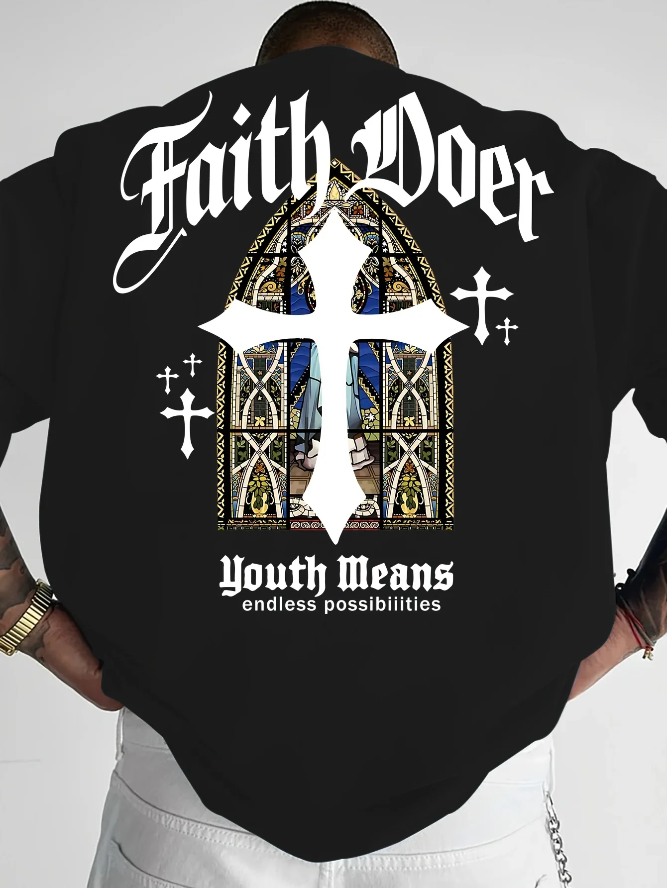 

Men's casual basic double-sided printed cross pattern, youthful design symbolizing endless possibilities, one-piece, unisex