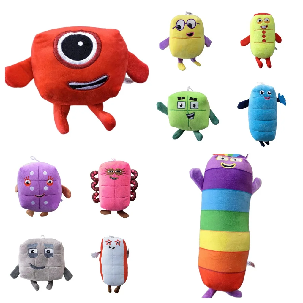 Cartoon Number Plush Doll for Kids, Brinquedos Educativos de Pelúcia, Filme, Anime, Primeira Infância, Aniversário, Presente de Natal, 14-28cm, 10Pcs