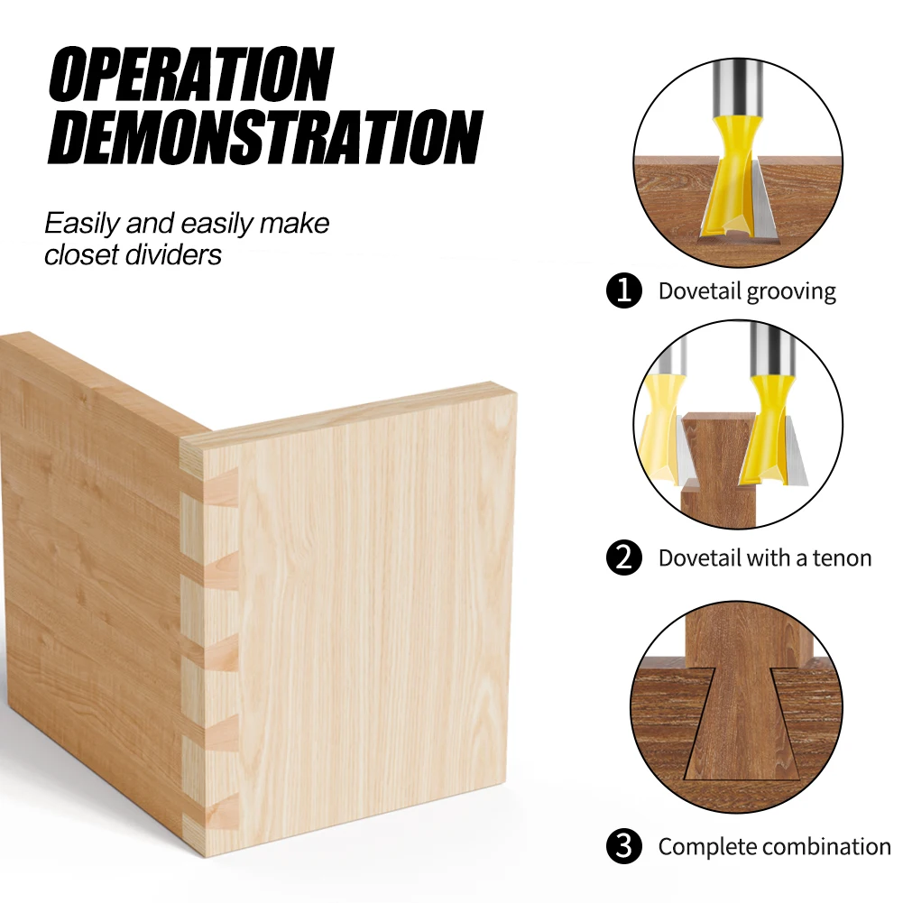 1Pcs 6mm 12mm Shank Dovetail Joint Router Bits Set Dovetail Joint Router Bits Set 14 Degree Milling Cutter For Wood