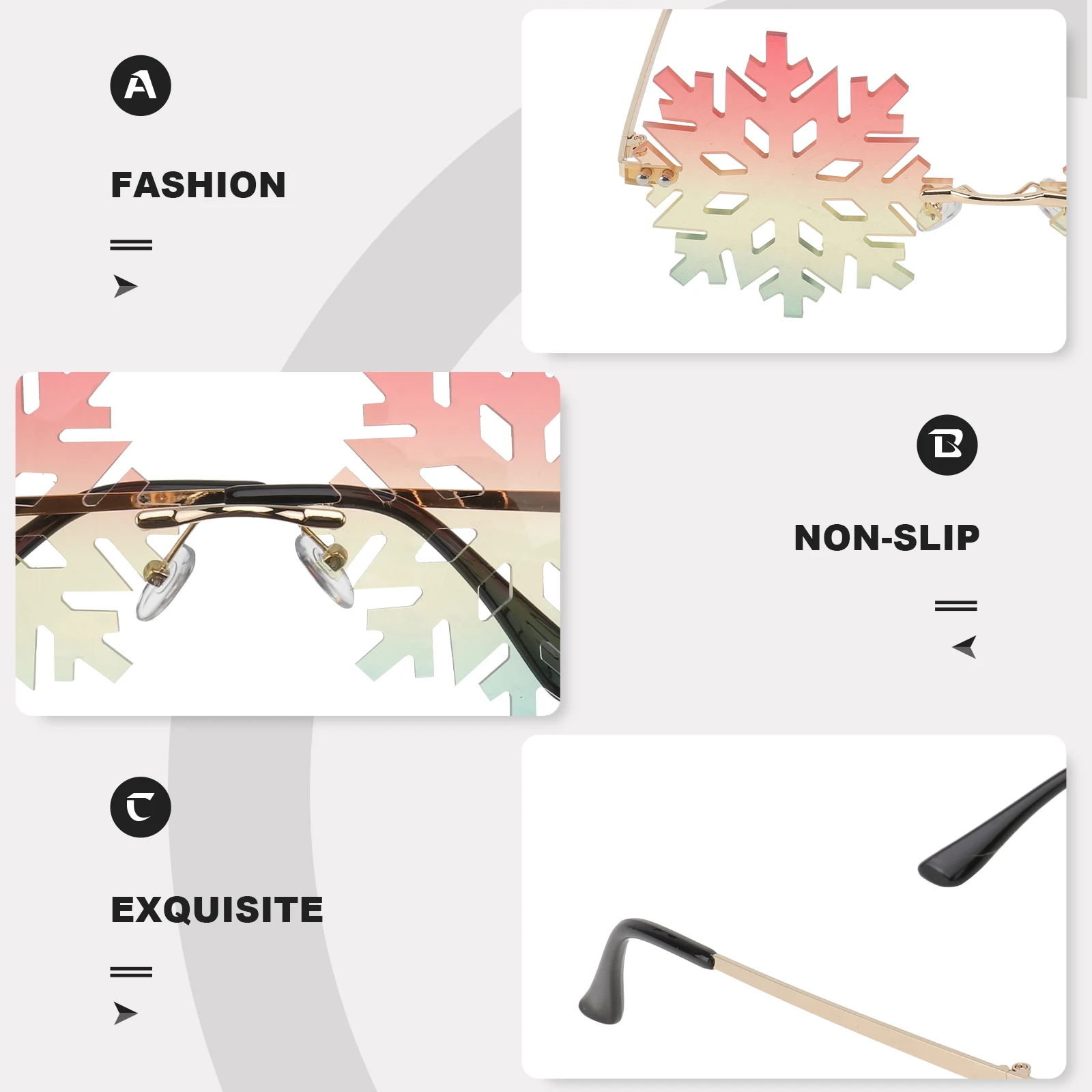 

Gradient Blue Lens Sunglasses Frameless Funny Party Eyewear Photo Props Suitable All Face Shapes Sun Glasses Decorative Glasses