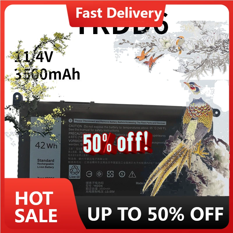 

【Fast Delivery】YRDD6 1VX1H 11.4V 42Wh Lapxtop Battery For Suitable For Dell YRDD6 5498 3400 5493 5590 5593 5584 P90F Laptop Batt