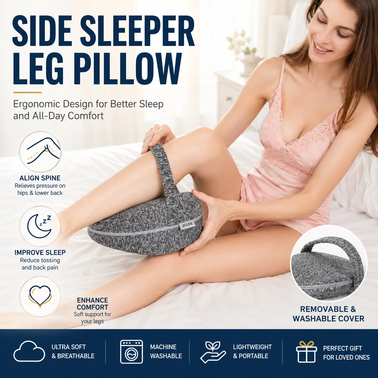 Alignment Pillows Relieve Hip Pain Sciatica Leg Alignment Pillow for Side Sleepers Sleep Pain-Free from Hip Back Aches
