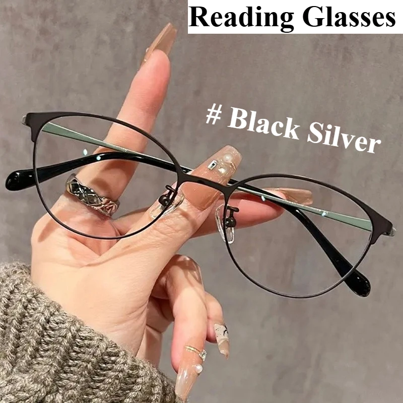 0 1,5 2,0 2,5 3,0 Advanced Cat Eye Lesebrille Anti-Blaulicht-Metallbrillengestell Langlebiger/trendige Presbyopie-Brille