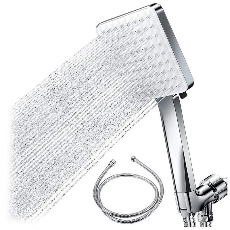 Shower Head With Handheld, One Hand Operation 6-Setting High Pressure Shower Head, With 59Inch Stretchable Hose