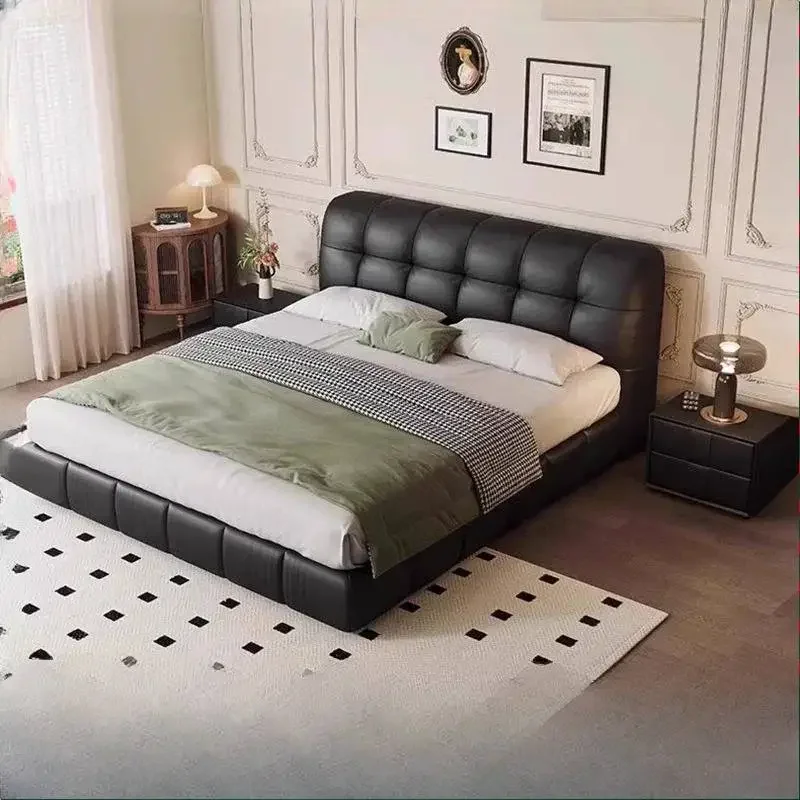 

//+Salon Wood Frame Bed Modern Headboard Designer Bedframe King Size Double Bed Bedroom Postmodern Japanese Cama Trendy Furnitur