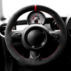Custom Soft Suede Car Steering Wheel Braid Cover 100% Fit For Mini Cooper/Cooper S One Auto Interior Accessories
