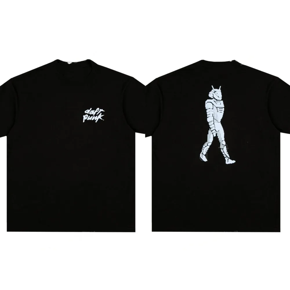 2026 New Men's Daft Punk summer T-shirt cotton women's casual wear solid color short sleeved unisex streetwear