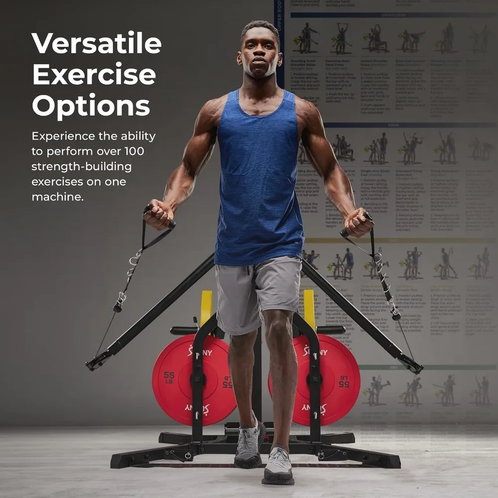 Sunny Health & Fitness All-in-One Pulley Cable Home Gym Strength Trainer