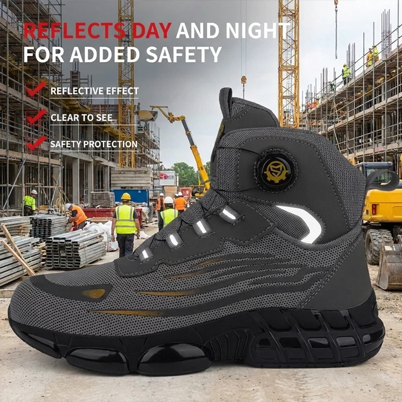 Hochgeschnittenes Mesh-Obermaterial, TPU-Sohle, Twist-Lock-Stahlkappe, durchstichsichere Sicherheitsschuhe, Unisex-Arbeitsschuhe, Schutzschuhe – Detail 8