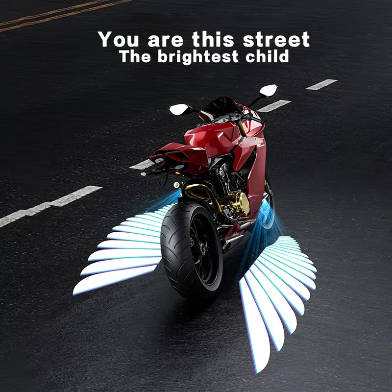 2PCS Motorcycle Angel Wings LED Projection Light Electric Car Street Modification Welcome Decoration Anti-Collision Laser Light