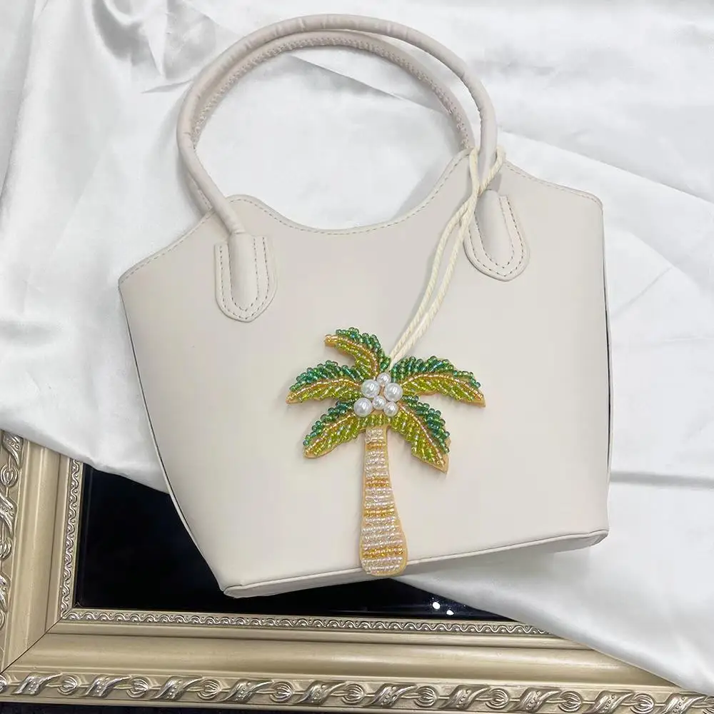 New Coconut Tree Applique Patch Crystal Starfish Sequin Handmade Beaded Clothing Sew On Patches Hanging Rope Keyring Bag Pendant