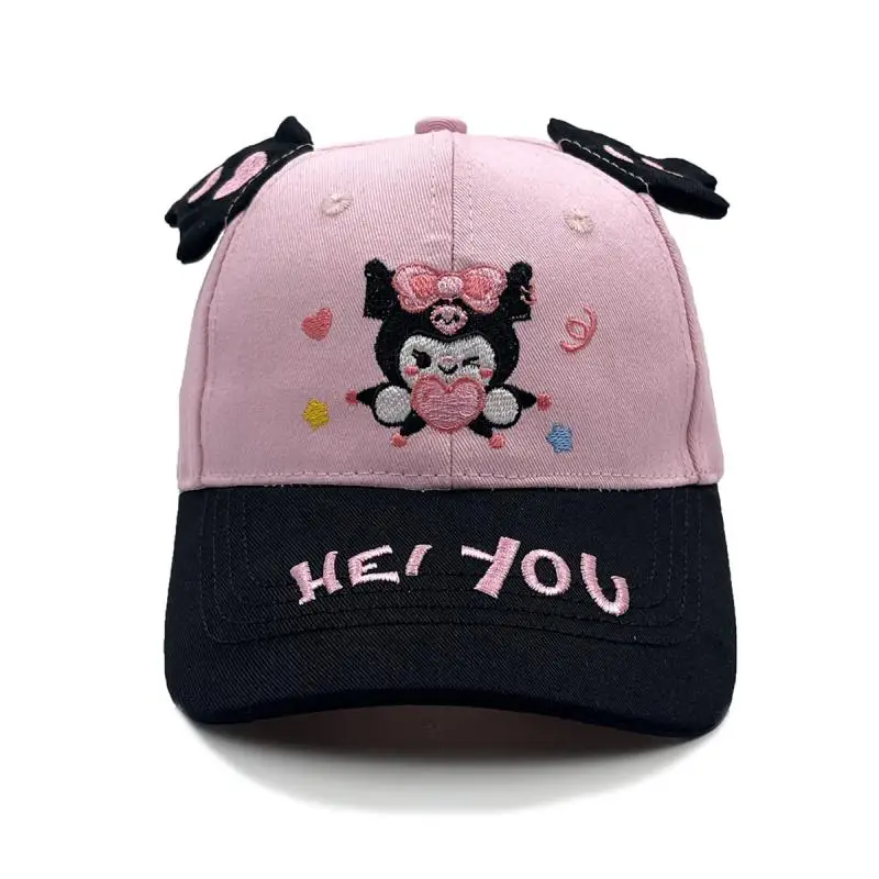 Casquette à visière brodée Kuromi pour enfants, chapeau de soleil de dessin animé, oreilles tridimensionnelles, anime My Melody, casquette de baseball, cadeau pour enfants, nouveau