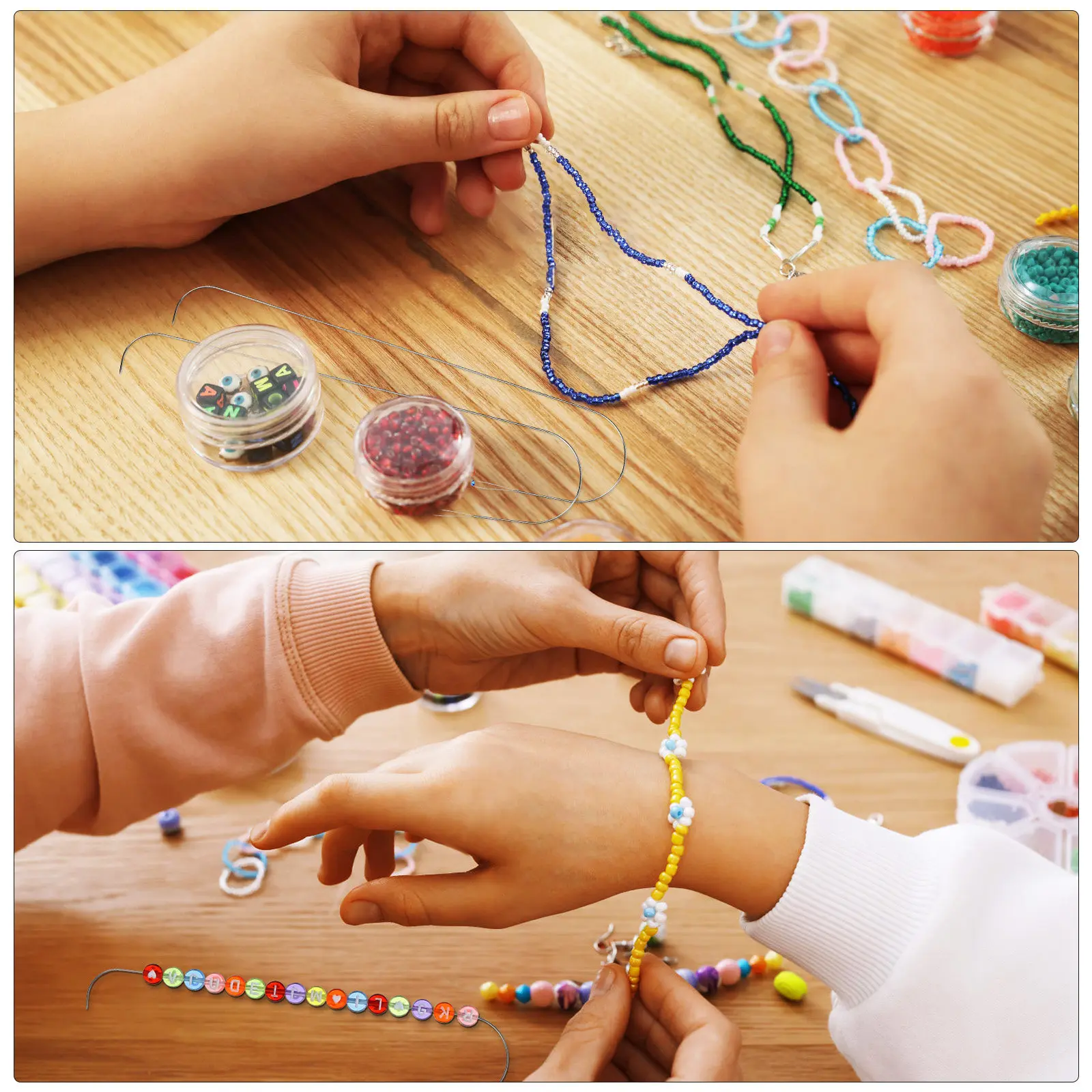 

6Pcs Bead Threader Curved Beading Needles Bead Stringing Tool for Jewelry Making Clay Glass Beads Craft Accessories