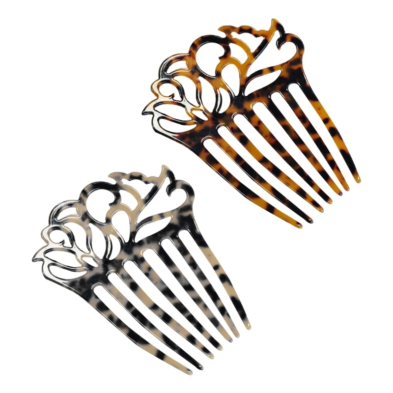 1PC French Women 7 Teeth Side Hair Comb Hollow Celluloid Acetate Updo Styling Tool Hairpin Tortoise Ponytail Barrette Clip