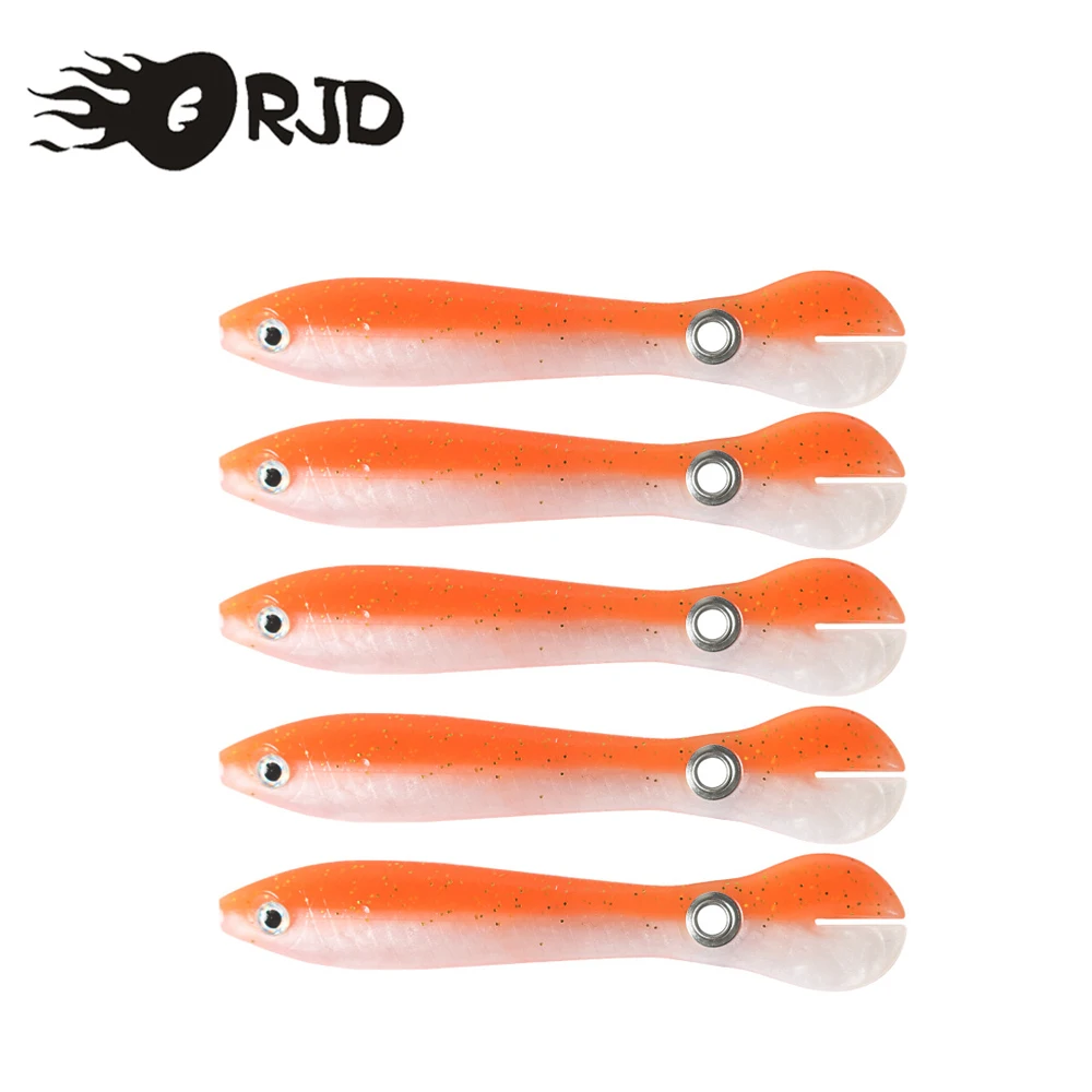 

ORJD 5pcs/lot Worm Soft Bait 6g 10cm T Tail Jigging Wobbler Fishing Lure Tackle Bass Pike Luminous Aritificial Silicone Swimbait