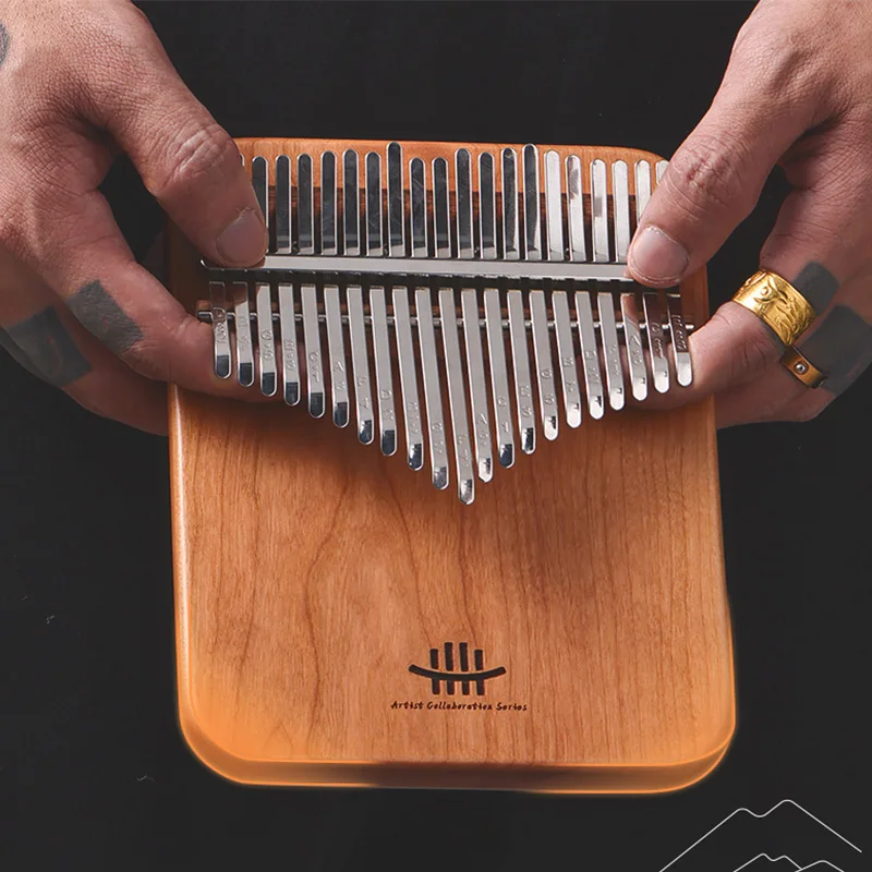 HLURU 21 Keys Kalimba Professional Thumb Piano All Solid Wood Veneer Cherry Wood Kalimba Finger Piano Keyboard Instrument