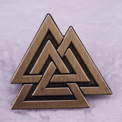 valknut brooch three interlocked triangles symbol badge vintage jewelry accessories
