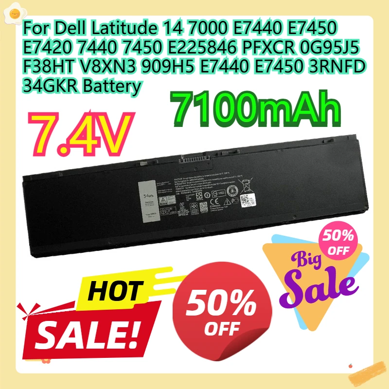 

For Dell Latitude 14 7000 E7440 E7450 E7420 7440 7450 E225846 PFXCR 0G95J5 F38HT V8XN3 909H5 E7440 E7450 3RNFD 34GKR Battery