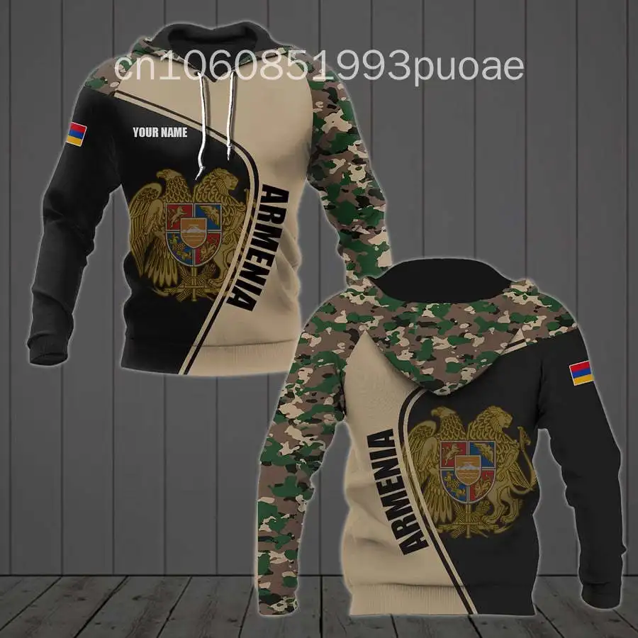 

Custom Name Armenia Camouflage Skull Graphic Hoodies Loose Men's Fashion Sweatshirts Boy Casual Clothing Oversized Streetwear