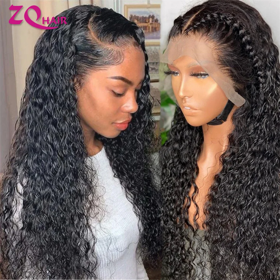 Curly Wigs 100% Human Hair Wigs 13x4 HD Lace Frontal Wig 13x4 HD Lace Front Human Hair Wig For Women Water Deep Wave Brazilian