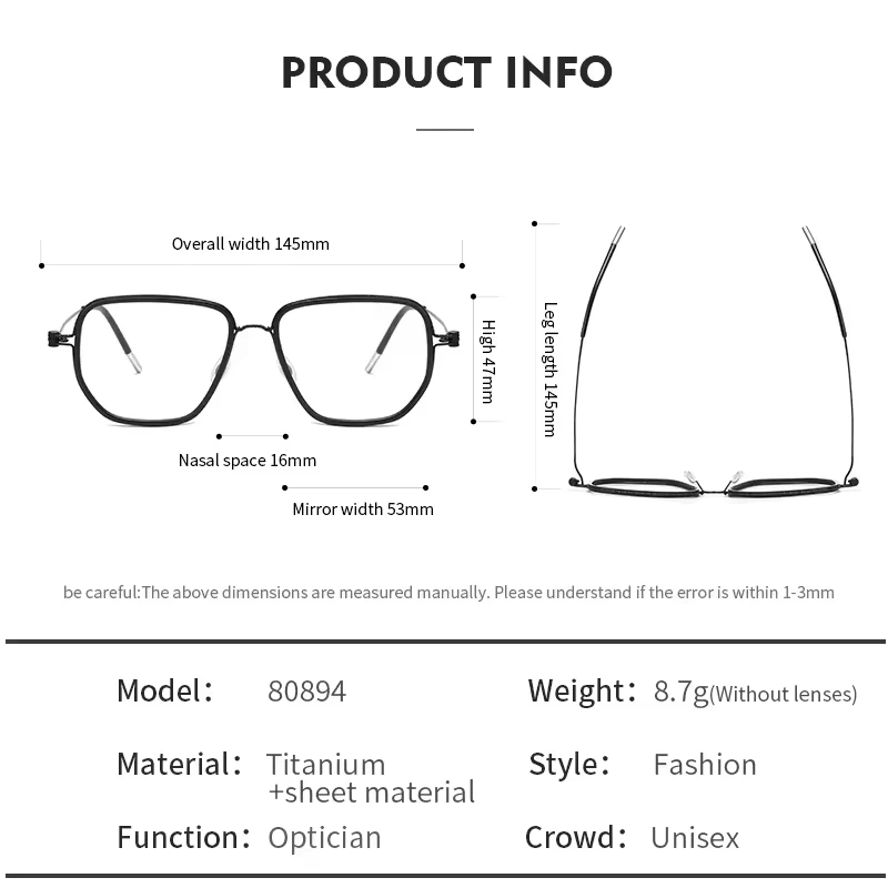 OLAMINS​ High Quality Customized Rectangle Titanium Optical Frame Glasses Eyewear Eyeglasses For Business Men And Women 80894