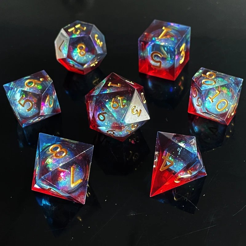 7pcs Dice Polyhedral Set Clear Board Card Game Supplies Leisure Desk Entertainment Toy Playing Gifts Multicolor