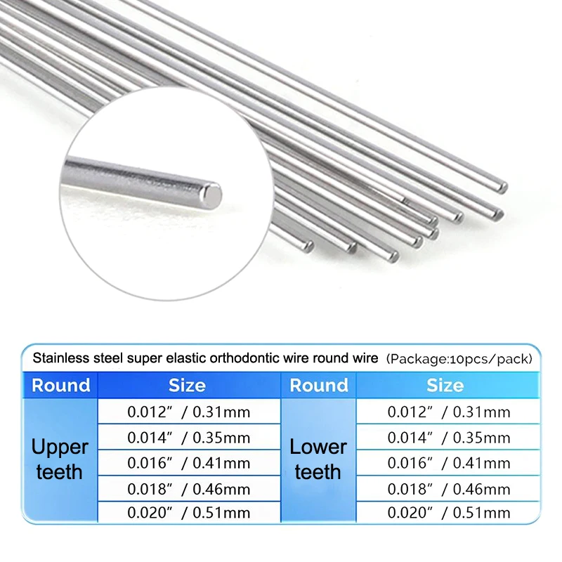 10 Stuks Tandheelkundige Niti Super Elastische Eivormige Archwires Rond Rechthoekige Bovenste Onderste Bogen Draden Tandarts Materialen