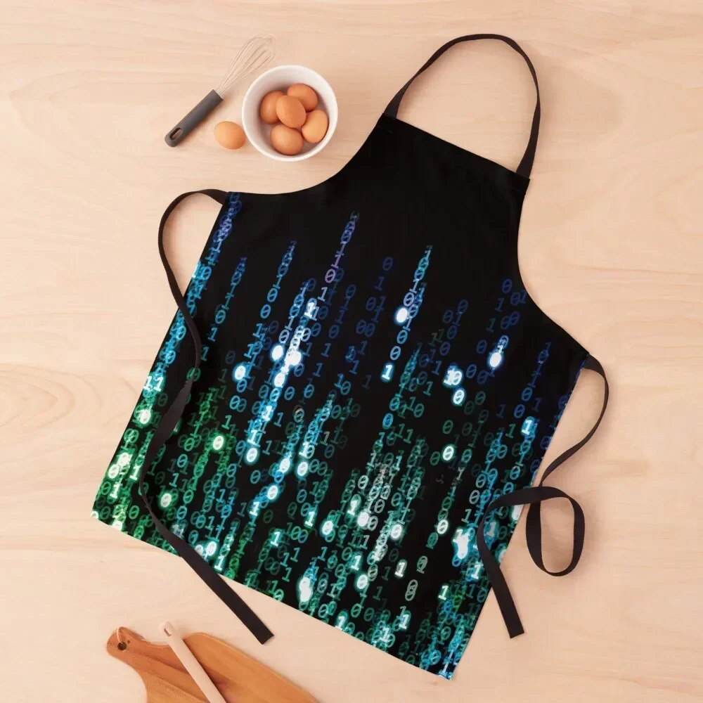 Aqua Matrix Rain Apron Womens Dresses For Men Kitchen Chef Apron
