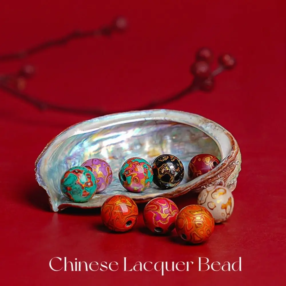 Neo-Chinese Style Bracelet Bead Luxury Unique Lacquer Bead Mother-of-pearl Inlay Lustrous Jewelry DIY Accessories