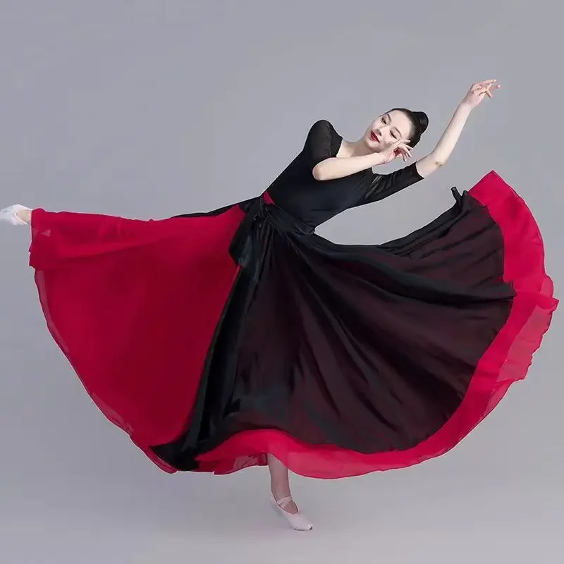 Nouveau 720 degrés danse classique 2 couches jupes pour les femmes scène artiste Performance Ballet Flamenco danse pratique jupe