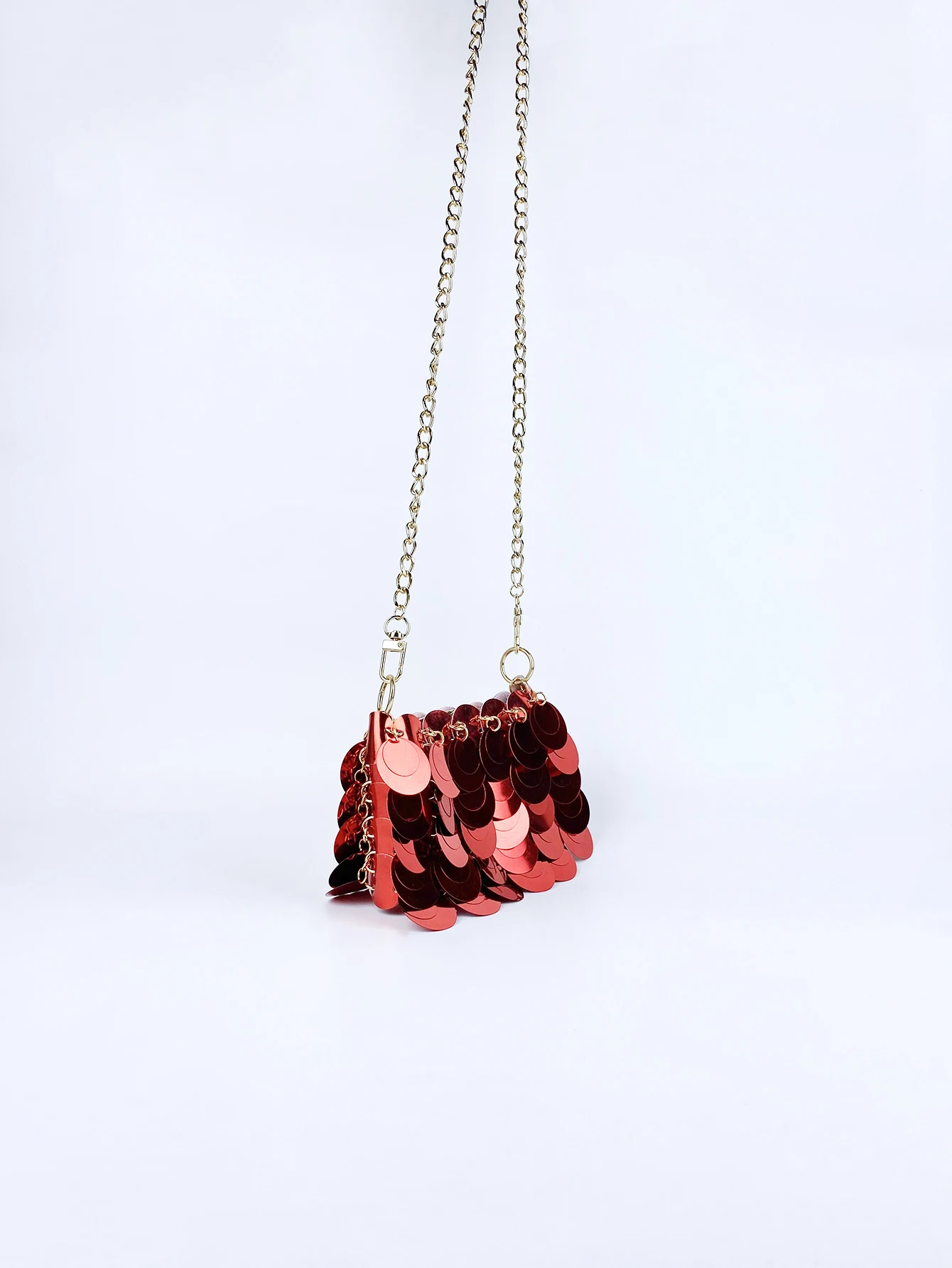 Fashionable and personalized sequin dinner bag, red versatile and simple crossbody bag, popular on the internet, the same style