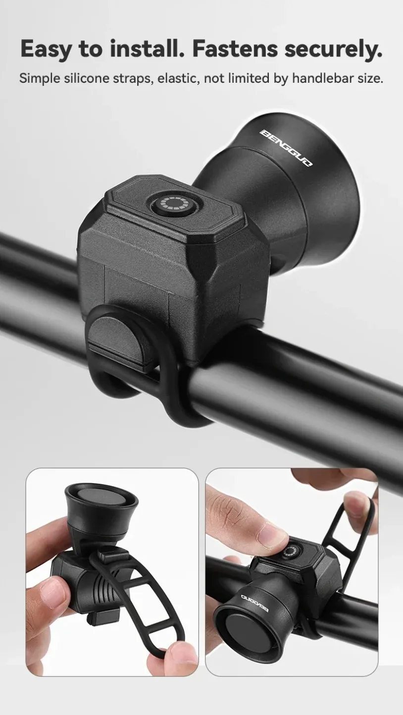 5-Modus Fahrrad Elektrische Glocke Horn Radfahren USB Lade Motorrad Ring Diebstahl Wasserdicht Alarm Mountain Road Fahrrad Zubehör – Detail 6
