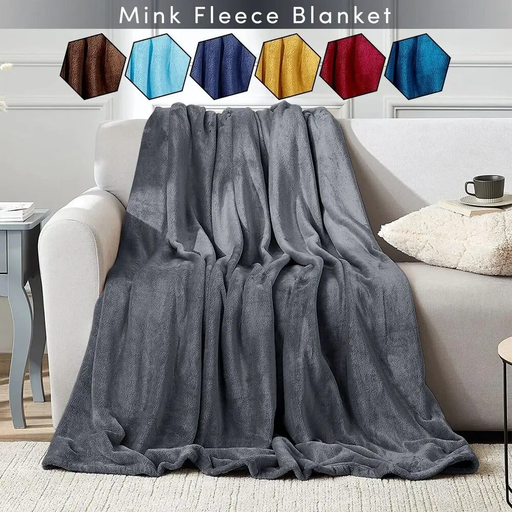 Mink Fleece Blankets Super Soft Flannel Queen Size Blanket for Bed Luxury Cozy Microfiber Plush Fuzzy Blanket for Winter