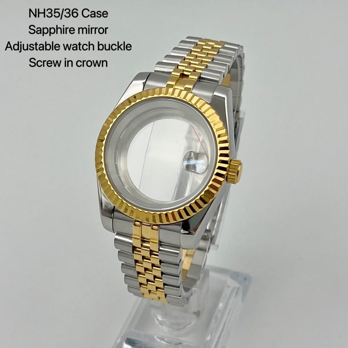 

Silver gold 36mm/39mm NH35 case stainless steel bracelet sapphire glass 100m waterproof for Datejust NH34 NH35 NH36 movement