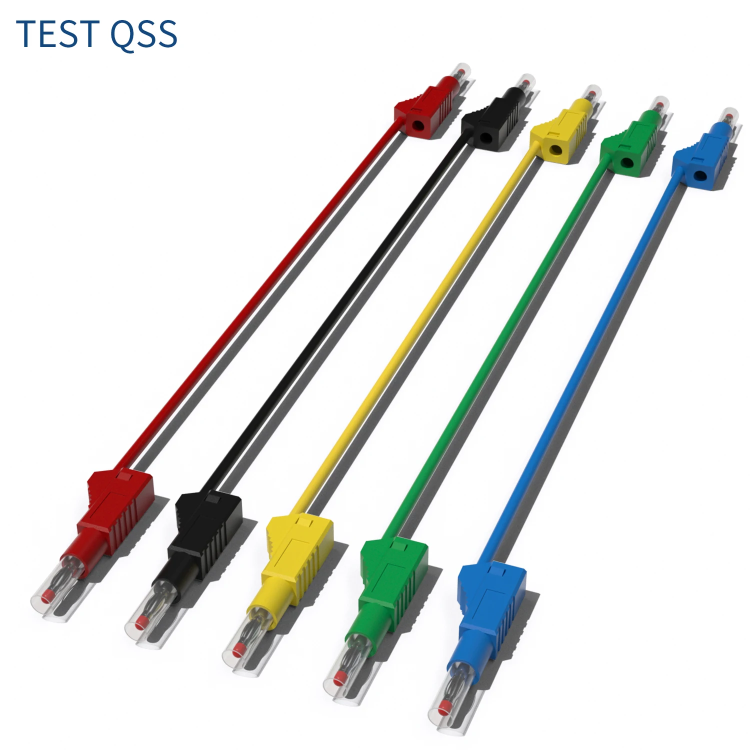 

QSS 100CM 5Pcs Dual 4MM Retractable Sheath Stackable Multimeter Test Lead Copper Banana Plug 5 Color Tool Accessories
