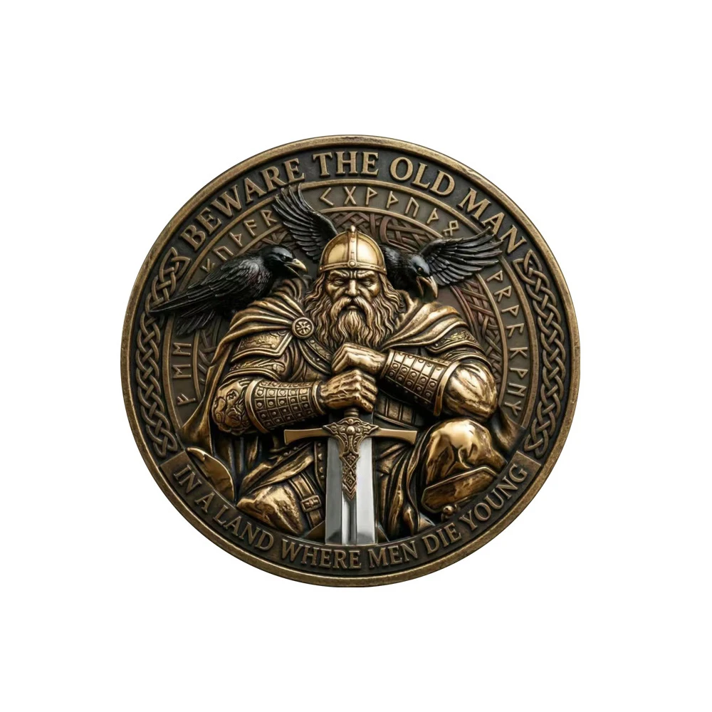 5pcs Nordic Viking Myth Commemorative Coins Viking Warrior Odin Valhalla Challenge Coin Collectible Gifts for History Lovers