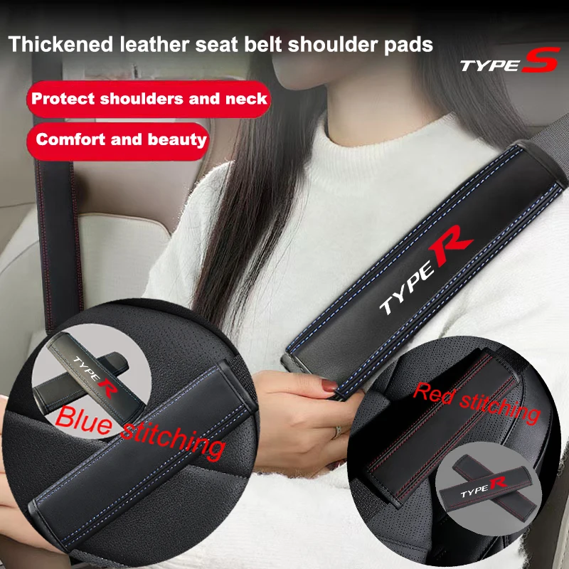 

2PCS PU Leather Car Seat Belt Shoulder Strap Cover Insurance Strap Cover For Type R Civic CRV HRV Accord Fit FK8 FK2 FN2 Auto