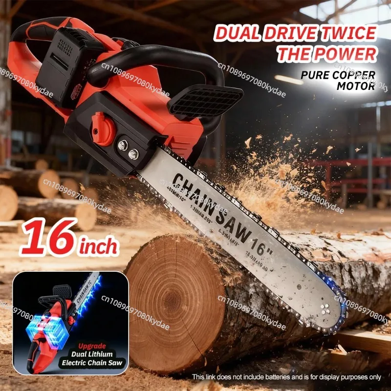 16 Inch Cordless Lithium Chain Saw Rechargeable Brushless Chainsaw for Large Tree Cutting Logging & Woodworking