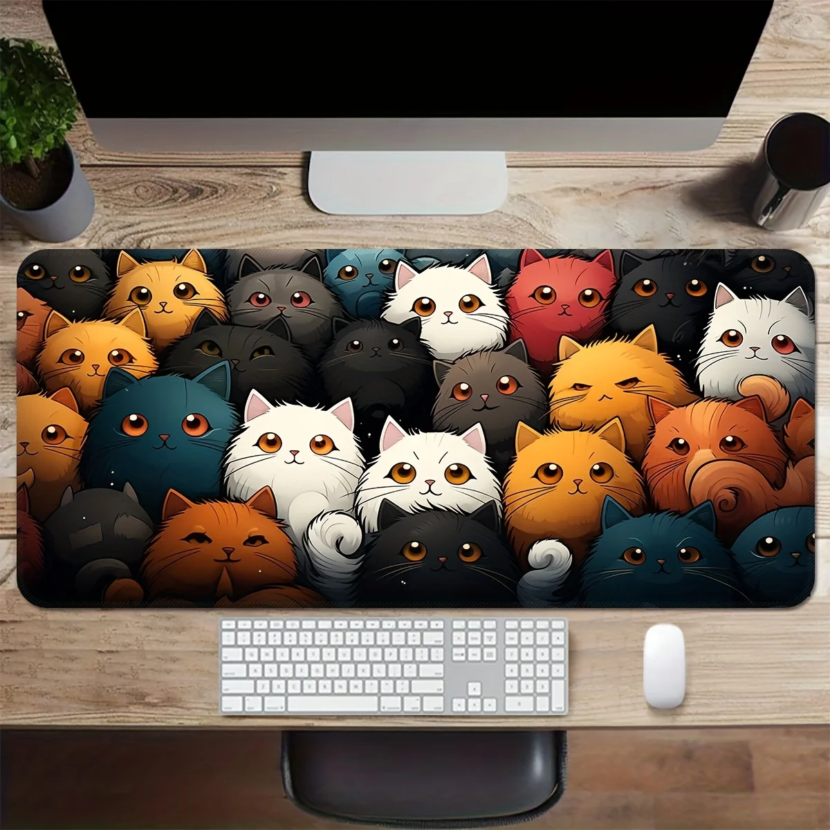 Mairuige Mouse Pad Speed Chubby Cat Themed Playmat Office Desk Accessories Computer Mat Office Carpet Gaming Setup Desktops