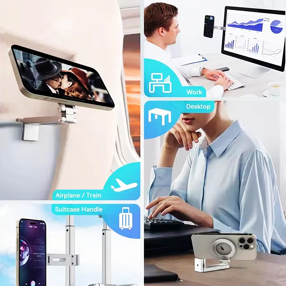 Universal Magnetic Mobile Phone Holder Clip Adjustable 360 Degree Rotation Cellphone Stand Portable Magsafe Smartphone Bracket