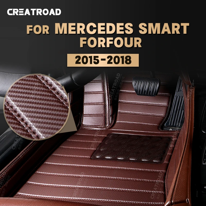 

Custom Carbon Fibre style Floor Mats For Mercedes-Benz Smart forfour 2015-2018 16 17 Foot Carpet Cover Auto Interior Accessories