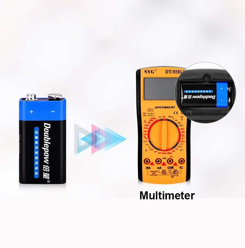 2 uds 6F22 9V baterías secas para multímetro micrófono batería desechable 6F22 batería